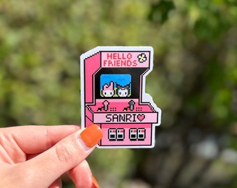 Hello Friends Arcade Sticker, Vinyl Laminated