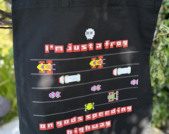 Frogger Tote Bag, Retro, Canvas