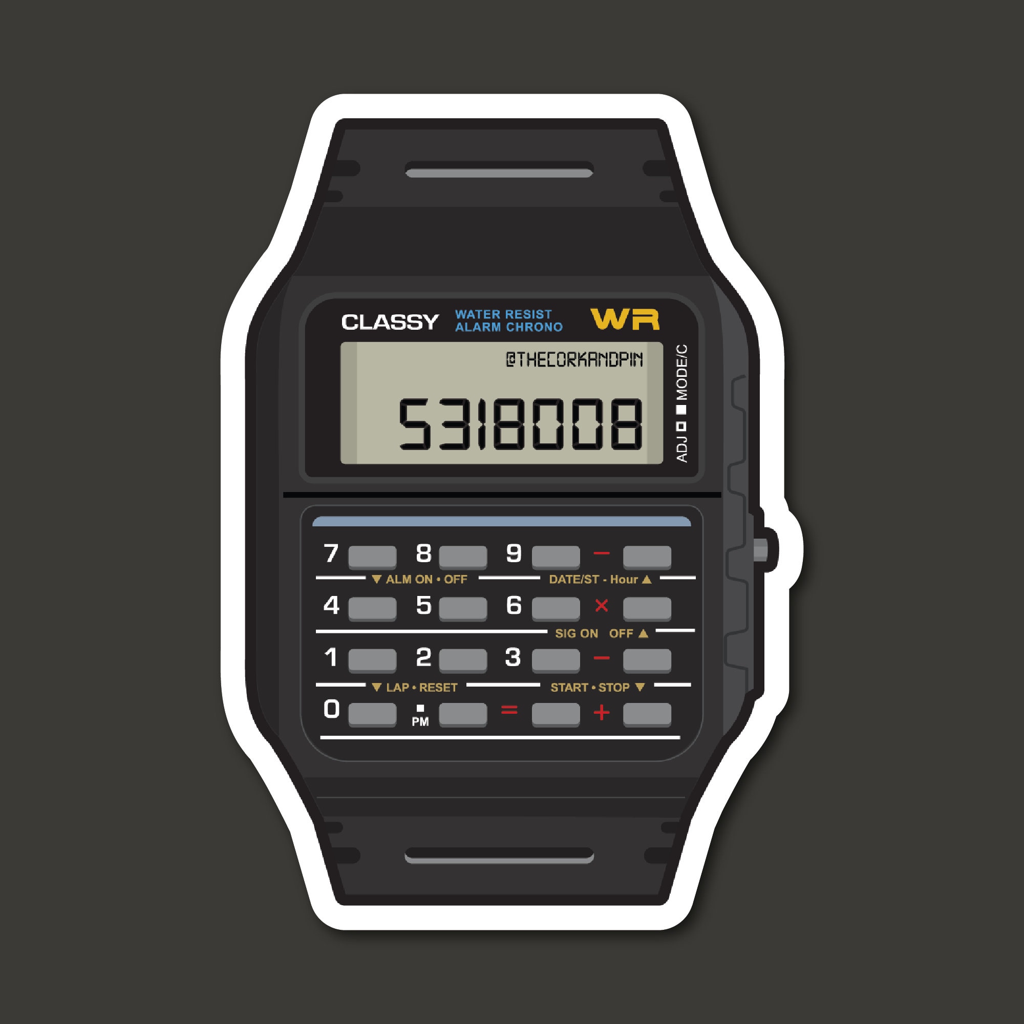 Casio Calculator Watch Sticker Retro 8 Bit -