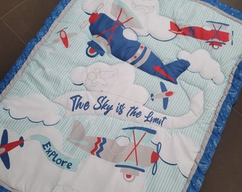 Baby blanket airplane quilt crawling blanket 85 cm x 108 cm card for birth gift