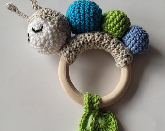 DIY crochet set gripping ring baby rattle baby caterpillar Lothar German and English instructions