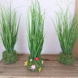 Gras Büschel Grastopf Grasdeko DekoGräser künstlich 2 Varianten mit Blüten oder ohne Bild 1