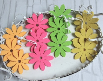 3 felt flowers for hanging in 2 sizes, 8 and 10 cm, selectable in orange, pink, yellow or green, gift tags, etc.