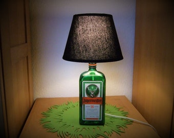 Jägermeister Flasche 1L als Lampe Flaschenlampe mit schwarzem Lampenschirm einschl.Leuchtmittel