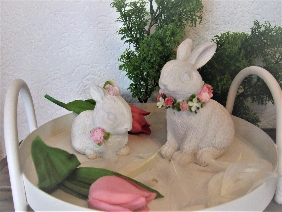 White Rabbit Family Made of Polyresin Rabbit Family Rabbit Mother ...
