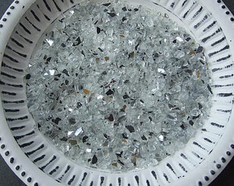 Spiegelglas Steine Deko Spiegelgranulat klar 1 - 5 mm, Glassplitter, gebrochenes Glas, 100g