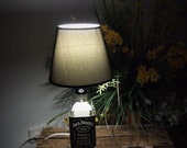 Jack Daniels Whisky Bottle 1L as lamp, with black or grey lampshade
