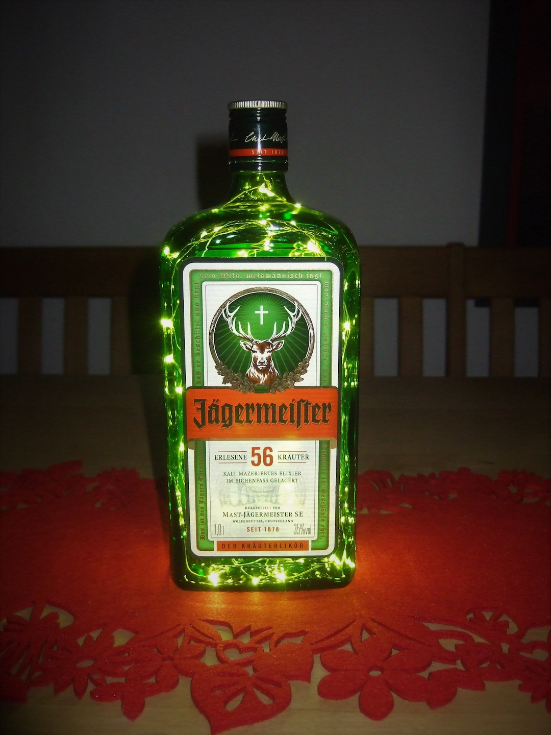 Jägermeister Bottle in Various Sizes With 100 Leds Illuminated in