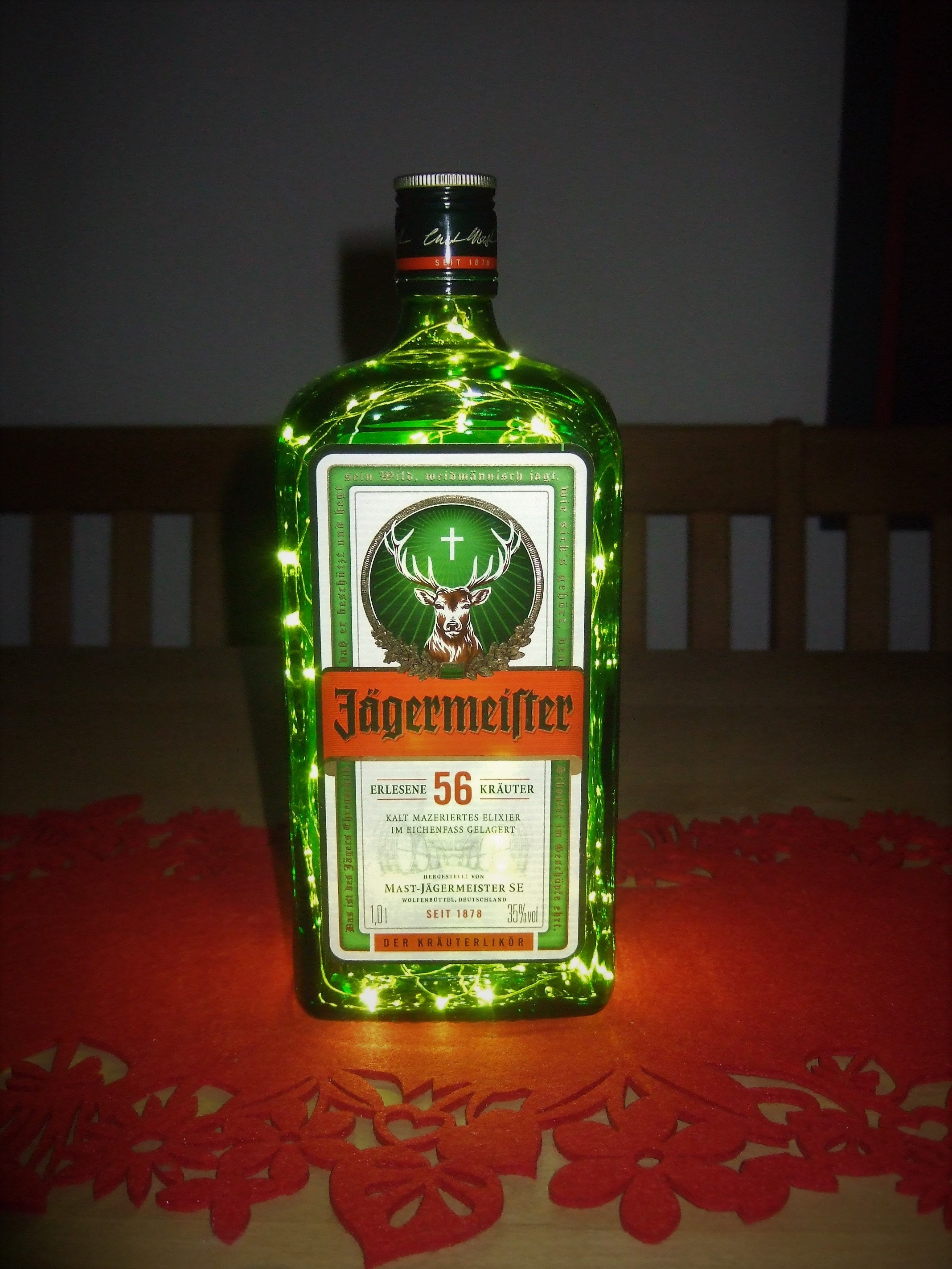 Jägermeister Bottle in Various Sizes With 100 Leds Illuminated in