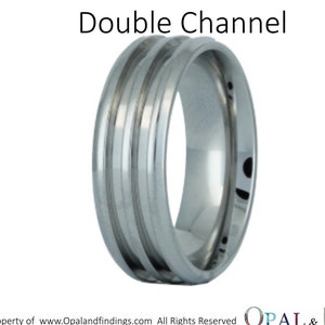 8mm Ring Core Blank- Double Channeled  - Stainless Steel