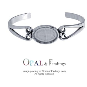 Argentium Silver 18 x 13mm Oval Cuff Bracelet Mounting