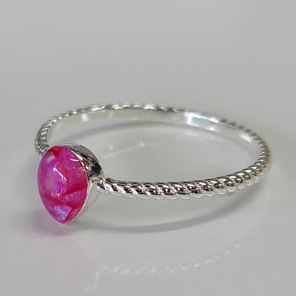 Cremation Silver Ring Dainty Pear With Rope Braided