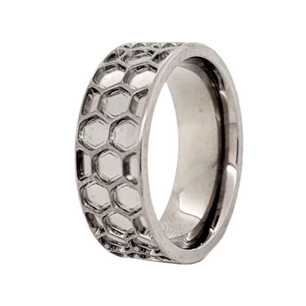 8mm Honeycomb Titanium Ring Blank