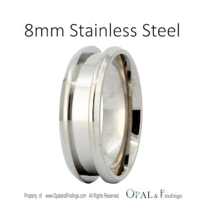 Stainless Steel Ring Core Blank  -  8mm