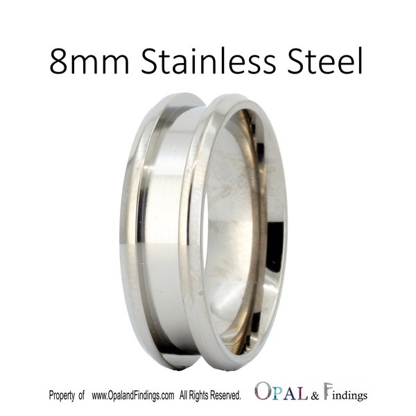 Stainless Steel Ring Core Blank  -  8mm