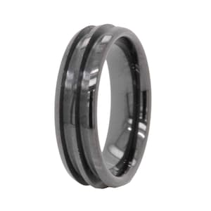 6mm Ring Core Blank- Double Channeled  Black Ceramic