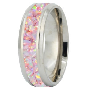 Opal Ring - OP88 Mercury Opal - Titanium Core