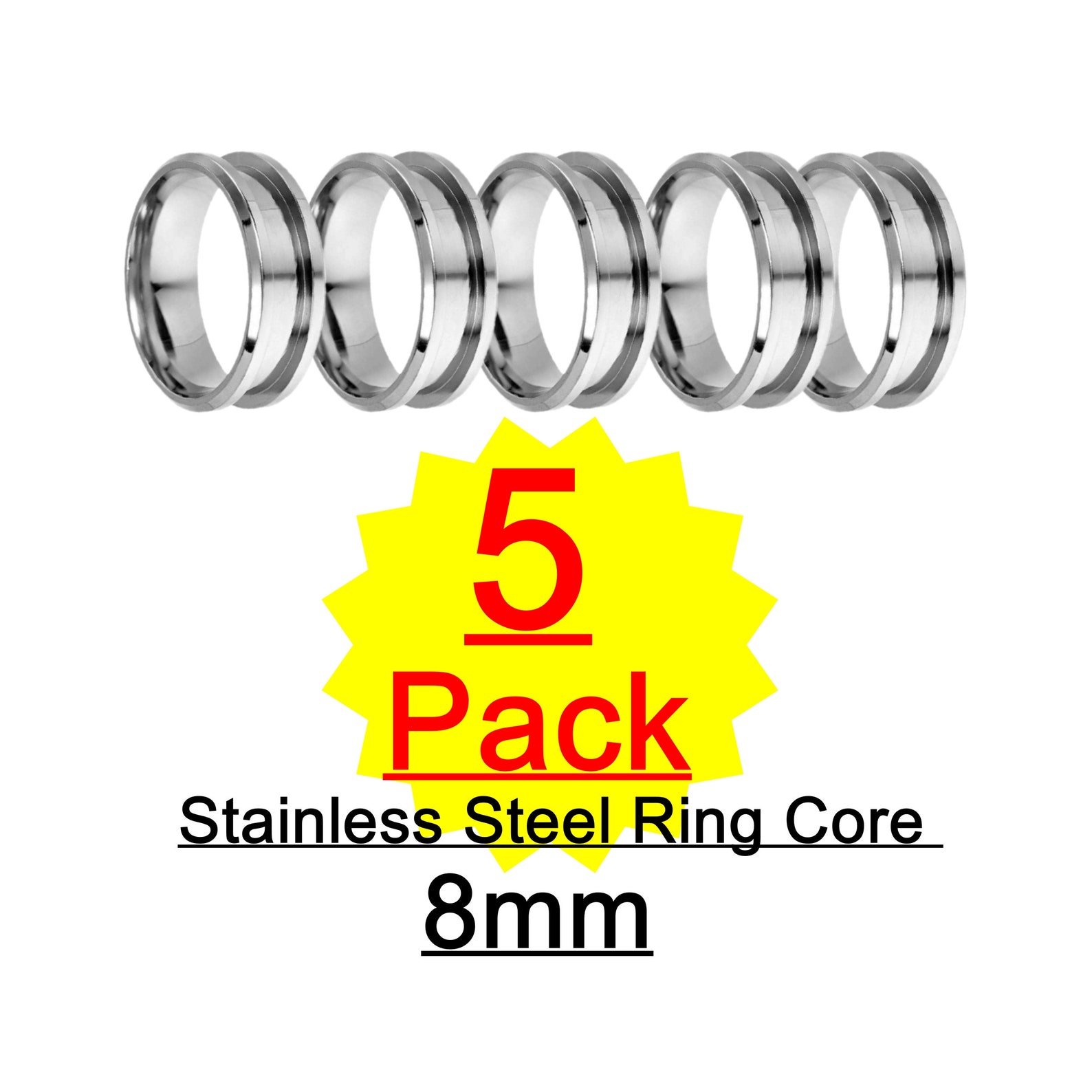 Bulk Ring Core Blanks 8mm 5 Pack Stainless Steel Etsy
