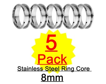 Bulk Ring Core Blanks  - 8mm  -  5 pack  - Stainless Steel
