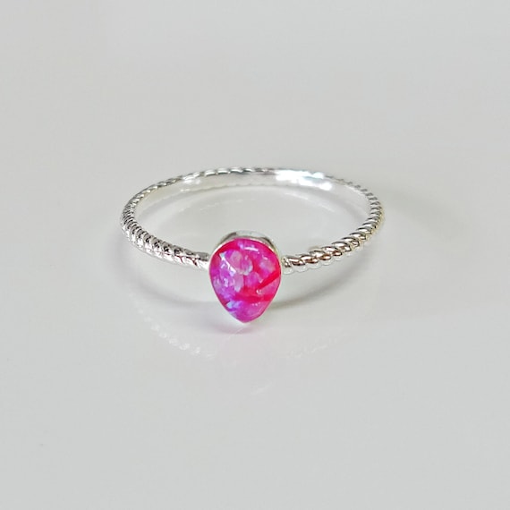 Cremation Silver Ring Dainty Pear With Rope Braided