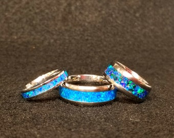 Titanium Promise Ring Band Inlaid with Opal Choice