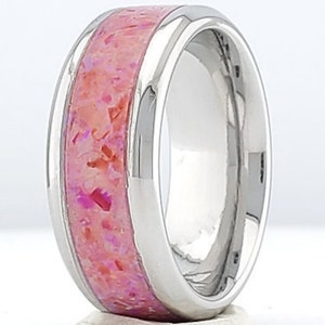 Opal Ring - OP59 Mexican Pink Opal- Titanium Core