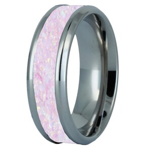 Opal Ring - OP83 Pink Snow - Titanium Core