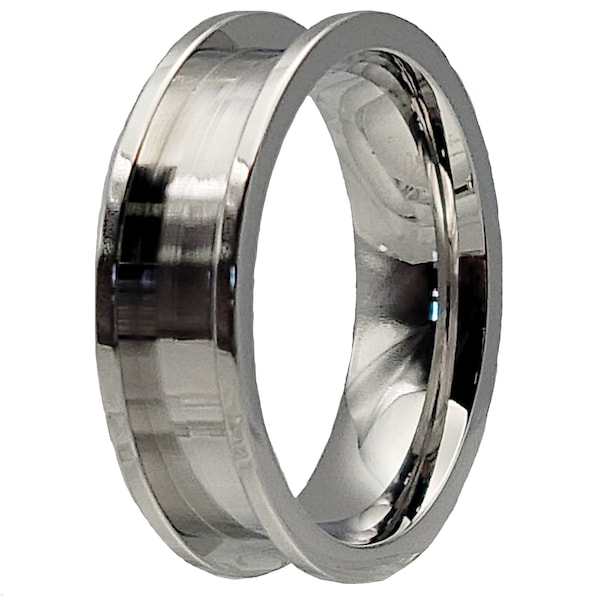 8mm Stainless Steel Ring Core Blank for Inlay - Flat Edge