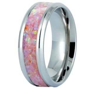 Opal Ring - OP08 Angel Skin - Titanium Core