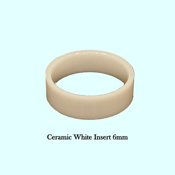 6mm Bevelled White Ceramic Polished Inlay Ring Blank -  Finland