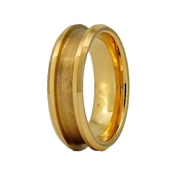 8mm 14K Gold Plated Tungsten Ring Core Blank