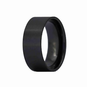 May include: A black, matte finish, wide band ring.