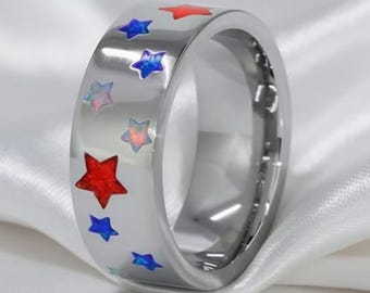 Patriot Star Opal Ring Stainless Steel