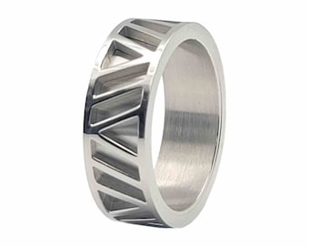 Aztec Design 8mm Stainless Steel Ring Blank