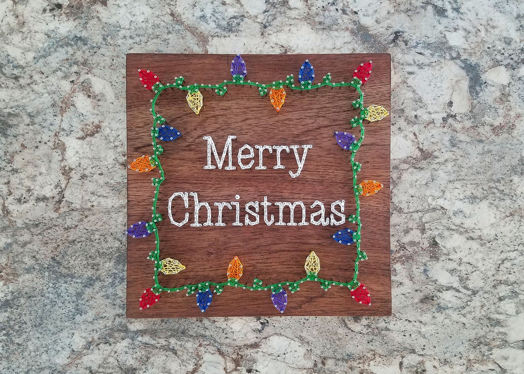 Merry Christmas Lights String Art Sign Etsy