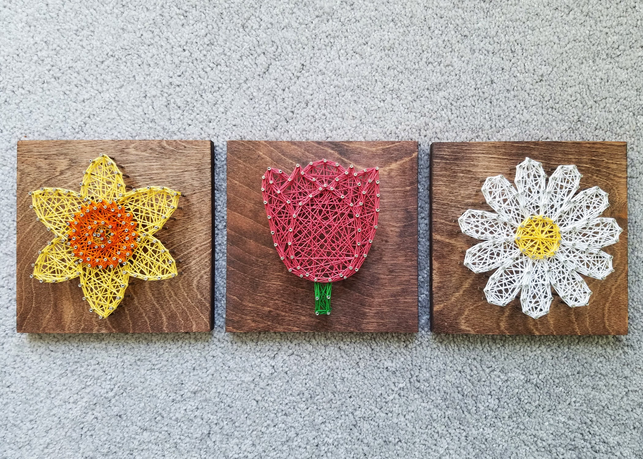 Spring Flower 3Piece String Art Etsy