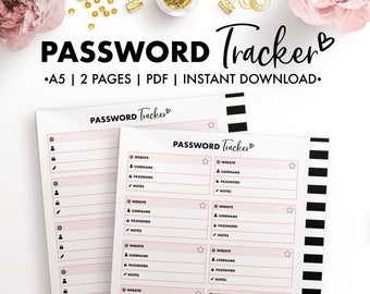 Planify Pro, A5, Password Tracker