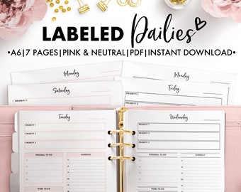 Planify Pro, A6, Labeled Dailies from Monday to Sunday, in Pink and Neutral Color