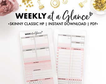 Planify Pro, Half Page Skinny Classic HP, Week at a Glance