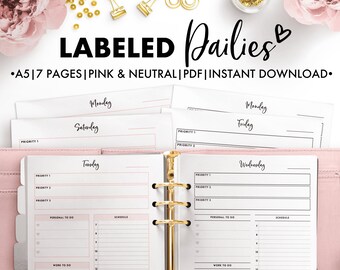 Planify Pro, A5, Labeled Dailies from Monday to Sunday, in Pink and Neutral Color