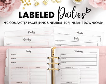 Planify Pro, FC Compact, Labeled Dailies from Monday to Sunday, in Pink and Neutral Color