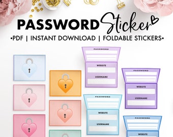 Planify Pro, Password Sticker Kit, PDF Instant Download