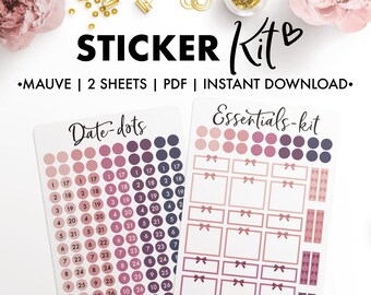 Planify Pro, Mauve Sticker Kit fit Weekly Hobonichi, PDF Instant Download
