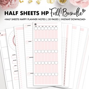 Planify Pro, Half Sheet Happy Planner Notes Full Bundle Inserts