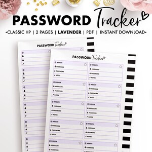 Planify Pro, Classic HP, Password Tracker in Lavender