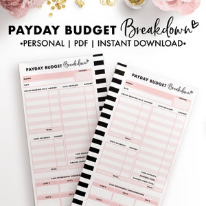 Planify Pro, Personal Size, Payday Budget Breakdown