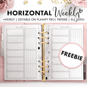 May include: A free printable weekly planner with a horizontal layout. The planner has a celestial theme with butterflies, moons, and stars. The planner is editable on the Planify Pro app and is available in all sizes.