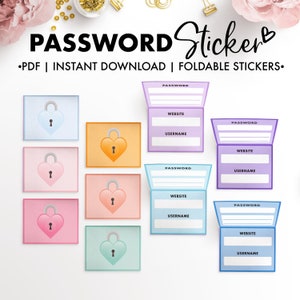 Planify Pro, Password Sticker Kit, PDF Instant Download