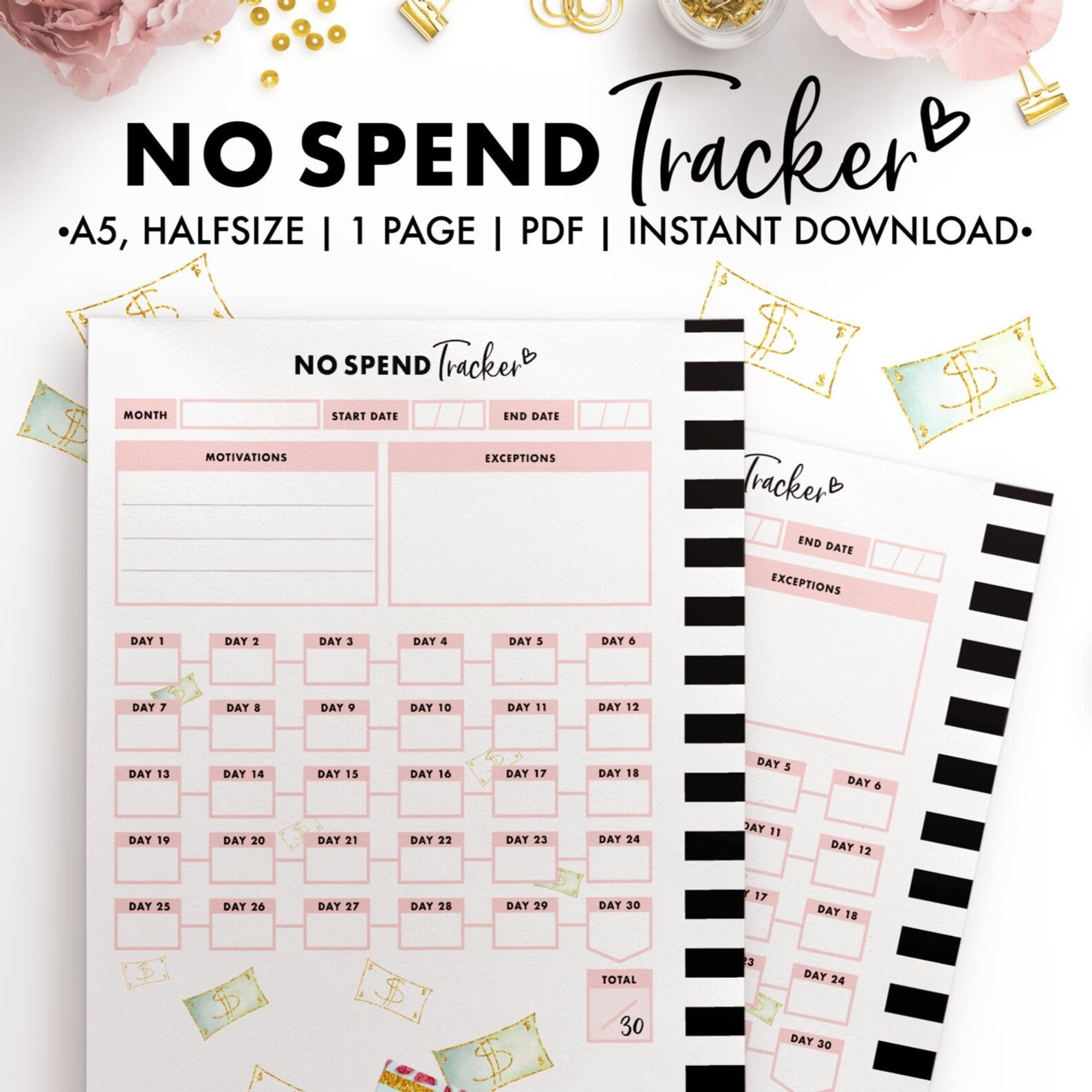 No spend challenge tracker printable 