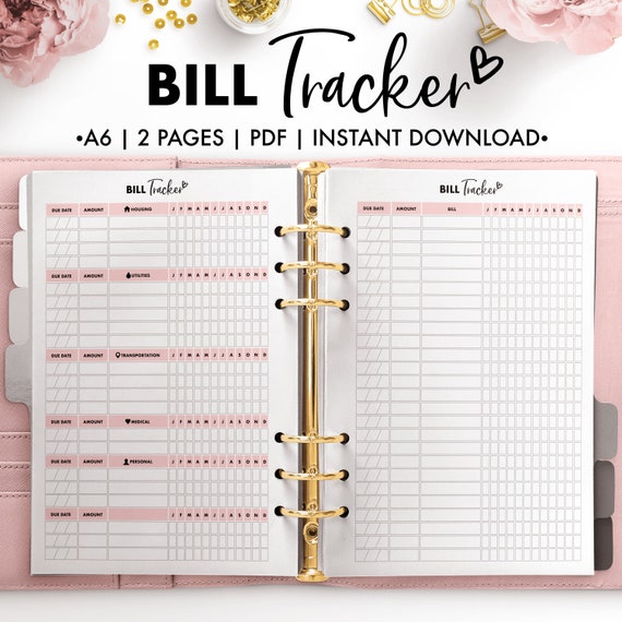 A6 Bill Tracker | Etsy